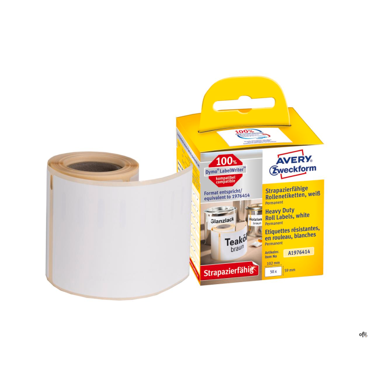 Etykiety Heavy Duty A1976414 59 x 102 50 et. w rolce do termodruku, poliestrowe, trwałe, białe, Avery Zweckform