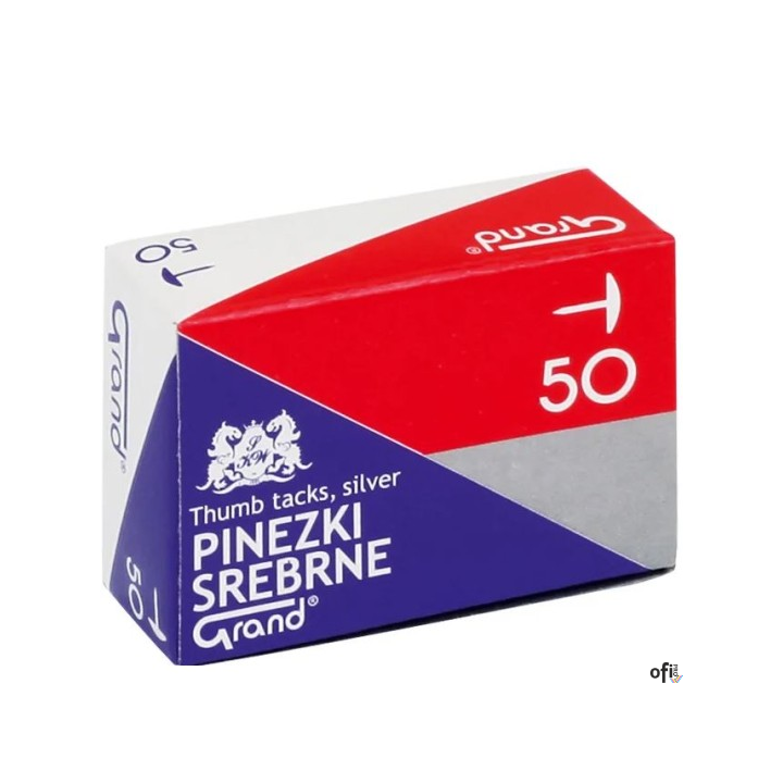 Pinezki srebrne plastikowe 50szt 110-1636 GRAND