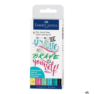 ZESTAW PITT ARTIST PEN HANDLETTERING 6 SZT. W ETUI, ODCIENIE PASTELOWE FABER-CASTELL 267116 FC