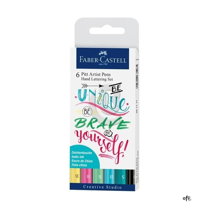 ZESTAW PITT ARTIST PEN HANDLETTERING 6 SZT. W ETUI, ODCIENIE PASTELOWE FABER-CASTELL 267116 FC