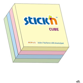 Bloczek STICKN 76x76mm 400k mix 4 kolory pastelowe 21013