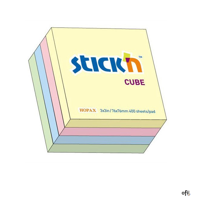 Bloczek STICKN 76x76mm 400k mix 4 kolory pastelowe 21013