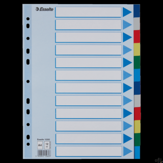 Przekładki plastikowe z PP A4 ESSELTE 12 kart 15262