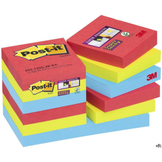 Bloczek samoprzylepny POST-IT_ Super Sticky (622-12SS-JP), 47,6x47,6mm, 12x90 kart., paleta bora bora (X)
