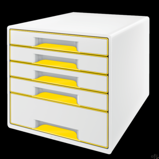 Pojemnik z 5 szufladami Leitz WOW, biały/żółty 52142016