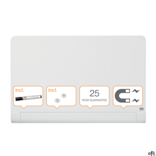 Szklana tablica Nobo Impression Pro z zaokrąglonymi rogami 1000x560mm, lśniąca biel