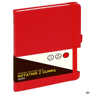 Notatnik GRAND z gumką A5/80 kartek, 80g/kratka, okładka czerwona, 150-1382