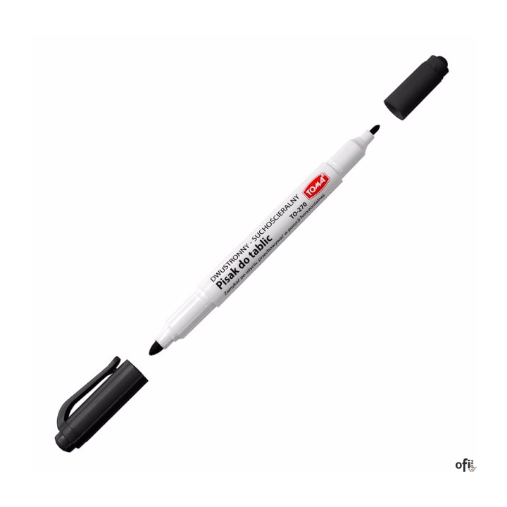 Pisaki 2-stronne do białych tablic TOMA, 2 końcówki cienkie 0,5 i 0,8mm, czarny TO-270 Toma