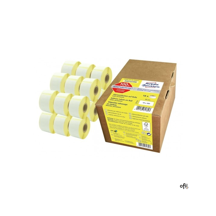 Etykiety adresowe termiczne 36 x 89 mm 18 rolek Avery Zweckform AS0722390