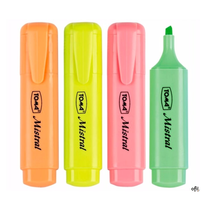 Zakreślacz MISTRAL PASTEL, szeroka końcówka 1-5mm, mix TO-334 Toma