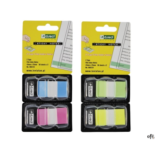 Zakładki indeksujące PET Z-TYPE 43*25 2x50szt neon ziel/żółte 960124 D.RECT