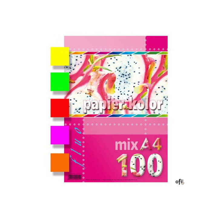 Papier xero A4 mix fluorescencyjny (100 arkuszy) KRESKA