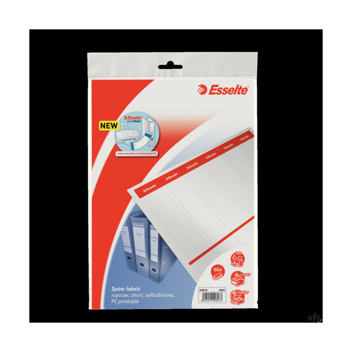 Etykiety do segregatorów 36x192mm(10x6) białe samop. ESSELTE 20823