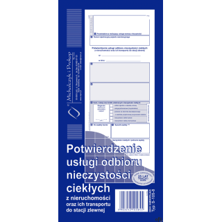 S-105-8 Potwierdzenie usługi odbioru nieczystości ciekłych oraz ich transportu do stacji zlewni 1/3 A4 MICHALCZYK I PROKOP
