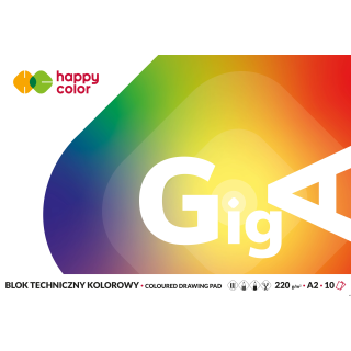Blok techniczny GigA kolorowy, A2, 10 ark, 220g, Happy Color HA 3722 4060-09