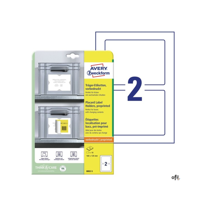 Podkładki pod etykiety, 160 x 120 mm, 5 ark. (już z nadrukiem), Avery Zweckform 8002-5