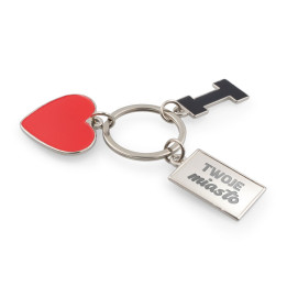 Brelok do kluczy "serce" I love…, z metalową plakietką | Lydus