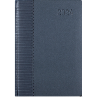 Kalendarz A5 STANDARD książkowy (KS1), 01 - granat staria / trama 2024 TELEGRAPH