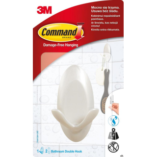 Hak łazienkowy COMMAND_ (17087QB), podwójny, duży, biały