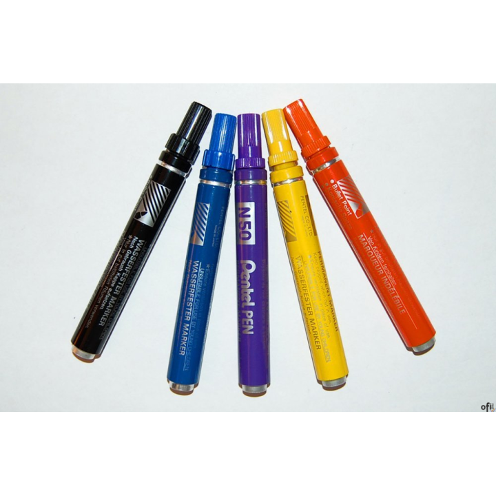 Marker permanentny N50 żółty okrągła końcówka PENTEL