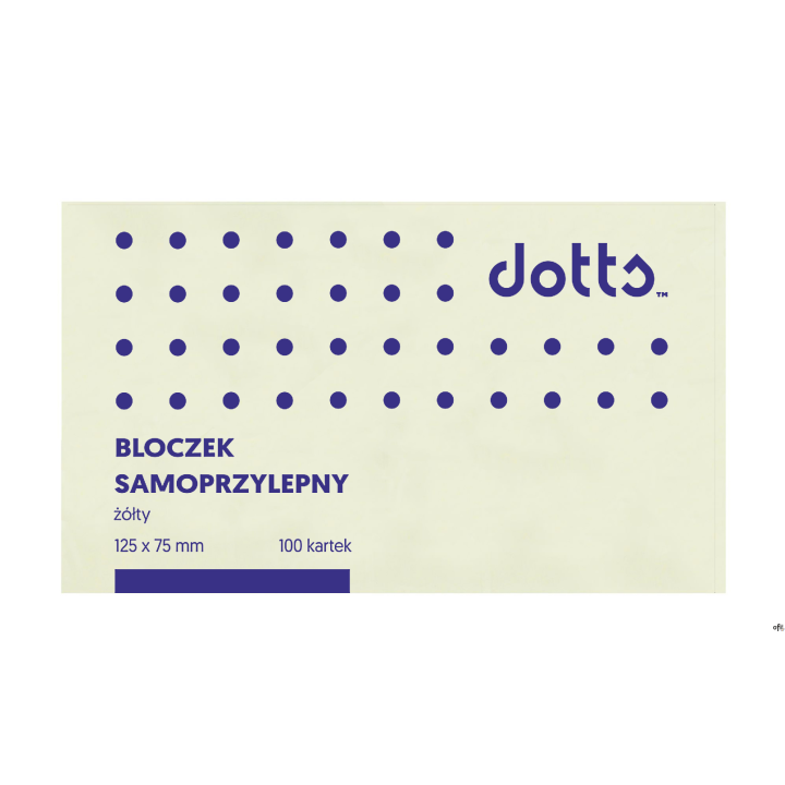 Bloczek samoprzylepny DOTTS 75x125 żółty 100 kartek (NS125/75/D)
