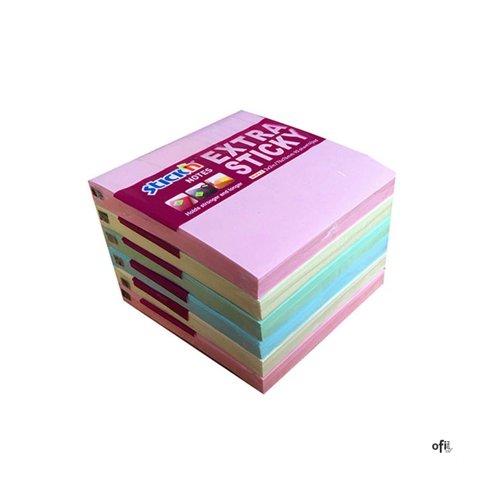 Notes samoprzylepny EXTRA STICKY 76x76mm 4 kol.pastel/90 kart.6szt. Stickin 21659