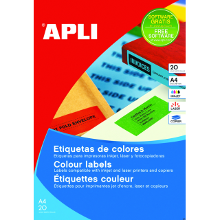 Etykiety 02873  64*33.9 zielon fluo zaokrąglone APLI 20ar (X)