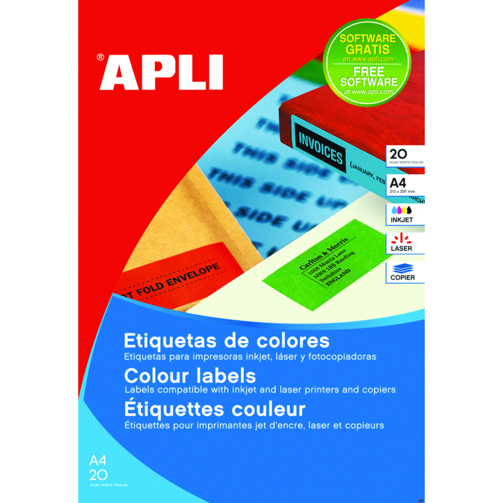 Etykiety 02873  64*33.9 zielon fluo zaokrąglone APLI 20ar (X)