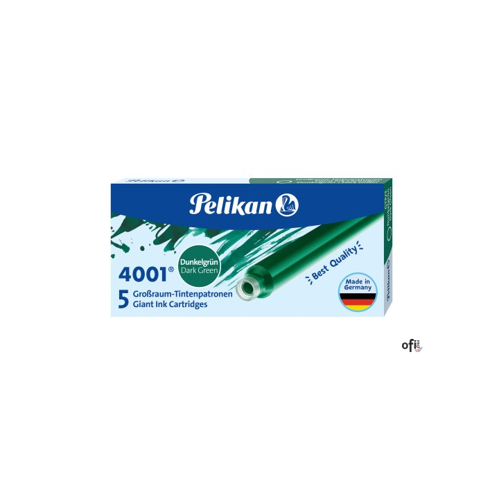 Naboje do piór długie ciemnozielone 300004043 PELIKAN