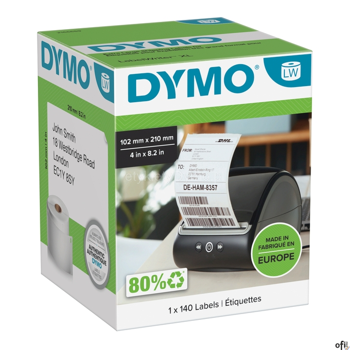 Ekstra duża etykieta logistyczna XXL (tzw. DHL)  - 102 x 210 mm, dla modelu LW XL nowość 2166659 DYMO