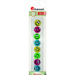 Magnesy do tablic 20mm/8 SMILEY 249640 TITANUM (X)