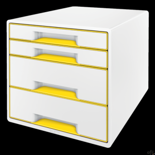 Pojemnik z 4 szufladami Leitz WOW, biały/żółty 52132016