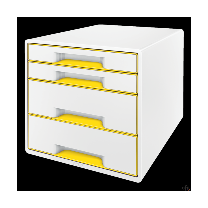 Pojemnik z 4 szufladami Leitz WOW, biały/żółty 52132016