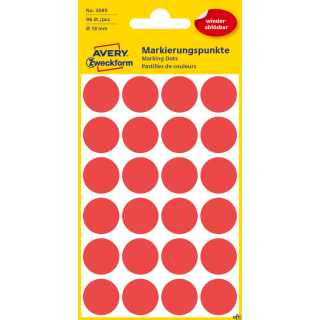 Kółka do zaznaczania czerwone Q18 4 ark Usuwalne, Avery Zweckform 3595