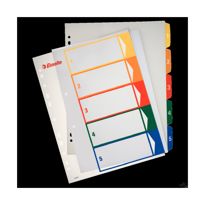 Przekładki plastikowe ESSELTE 1-5 do zadruku 100211