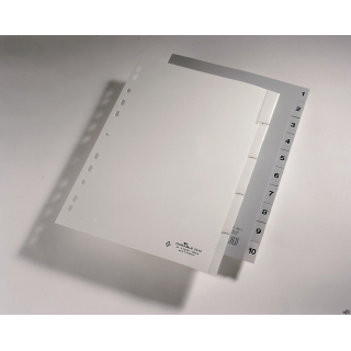 Przekładki PP A4 szare, nadr. indeks, 1-10, 1 0 części Szary 651110 DURABLE
