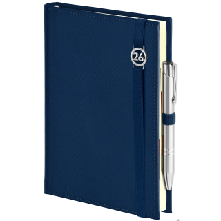 Kalendarz Piko z gumką granatowy z ażurową datówką B5 tygodniowy z notesem WOKÓŁ NAS