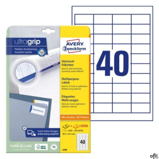 Trwałe etykiety uniwersalne 4780 48,5x25,4 30ark białe Avery Zweckform
