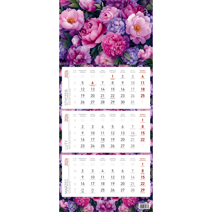 Kalendarz trójdzielny ekonomiczny KS045B KWAITY 2026 WOKÓŁ NAS