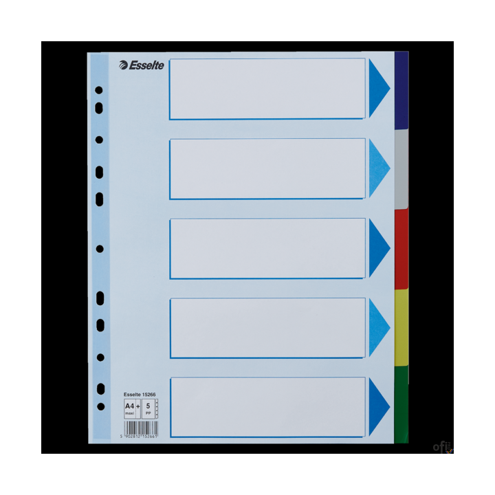 Przekładki plastikowe MAXI z PP ESSELTE 5 kart 15266