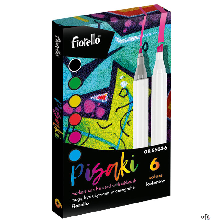 Airbrush markery wymienne 6 kolorów Fiorello GR-5604-6 170-2789