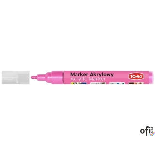 Marker akrylowy, fibrowa końcówka okrągła 2-5mm,  różowy metalic TO-402 Toma