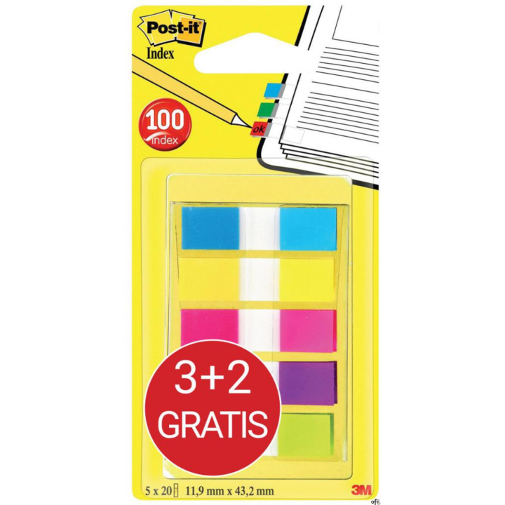 Zakładki indeksujące POST-IT_ (683-5CBP), 11,9mmx43,1mm, 3x20+2x20, mix kolorów