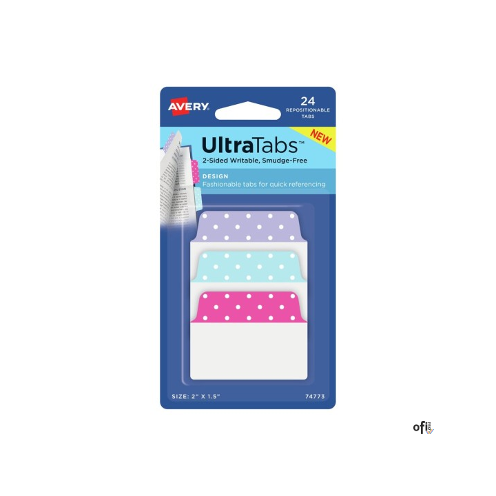 Zakładki indeksujące	Ultra Tabs, kolorowe ze wzorem, 50,8 x 38,1, 24 szt. 74773