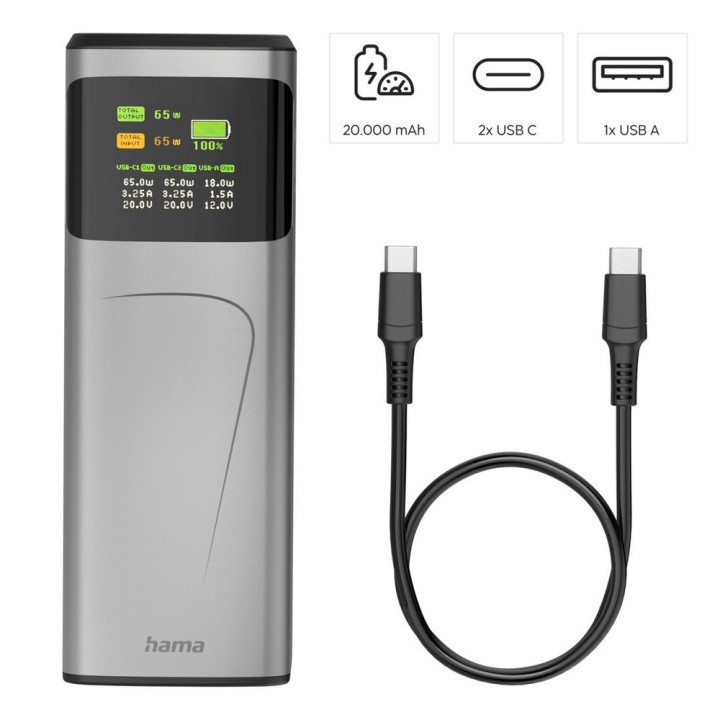 Power bank 20000 mAh Hama High Power 65W