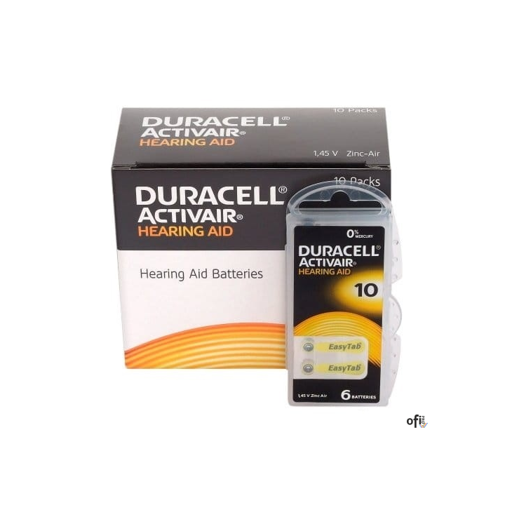 Baterie do aparatów słuchowych (6szt.) DURACELL Activair 10 1.45 V