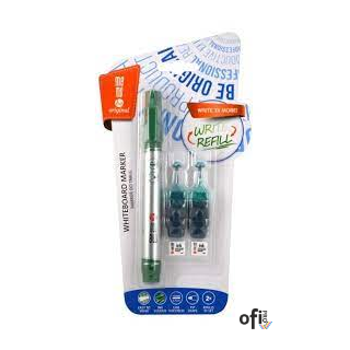 Marker suchościeralny MEMOBE + 2 ampułki z tuszem, okrągła końcówka, zielony MM010-04