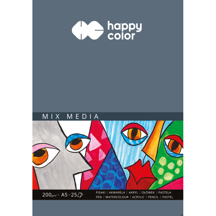 Blok MIX MEDIA, ART, A5, 25 ark, 200g, Happy Color HA 3720 1520-A25