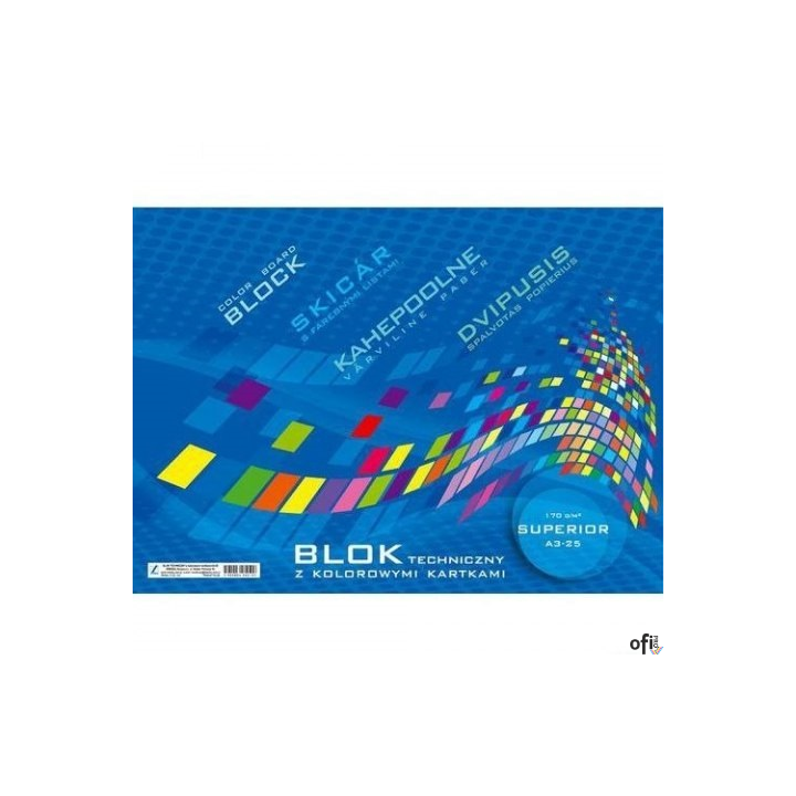 Blok techniczny kolorowy A3 10k KRESKA