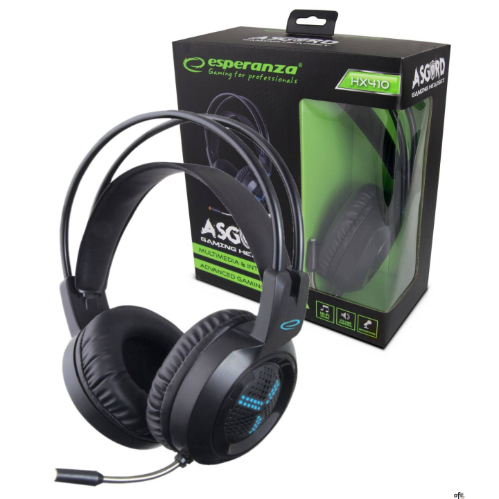 Słuchawki stereo z mikrofonem czarne GAMING ASGARD EGH410 Esperanza